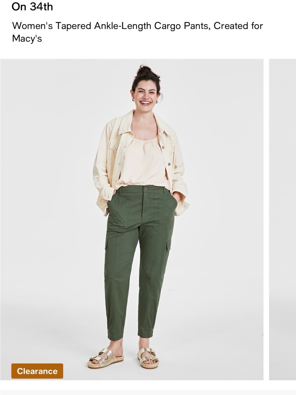 On 34th Olive Tapered Ankle-Length Cargo Pants